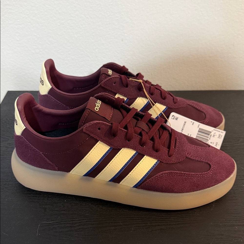 Adidas Maroon and Cream Sneakers